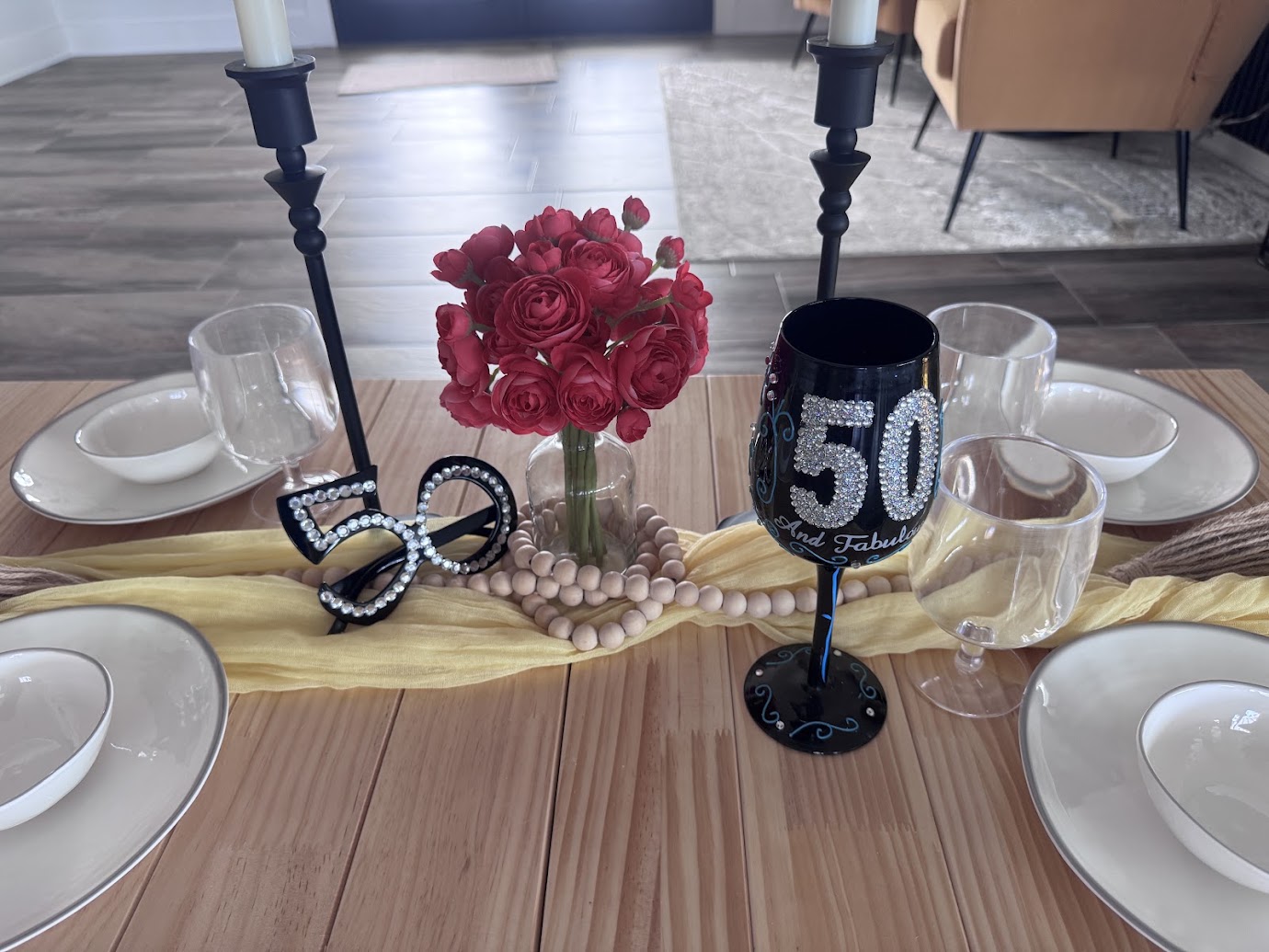 "50 & Fabulous" Wine Glass view 2