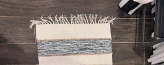 Blue & Cream Fringe Runner Rug