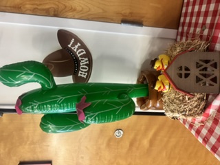 Inflatable plastic CACTUS with flower in Pot