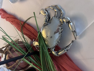 Large Silver Crab Decor