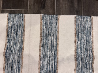 Blue & Cream Fringe Runner Rug view 2