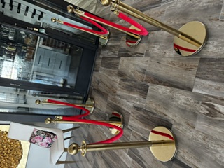 Set of 6 Stanchion Gold posts & 4 Red Velvet Ropes view 2