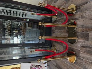 4 Stanchion Posts & 2 red velvet Ropes set