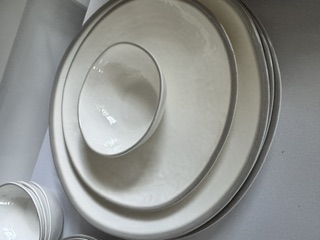 White Melamine Dinner, Salad plates & Bowls