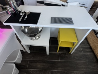 Yellow small 2 shelf side table view 3