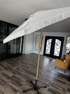 White Umbrella with Tassles view 4
