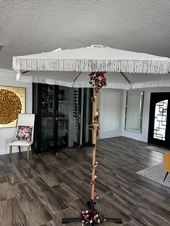 White Umbrella with Tassles view 5