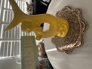 Yellow mermaid ceramic Vase view 5